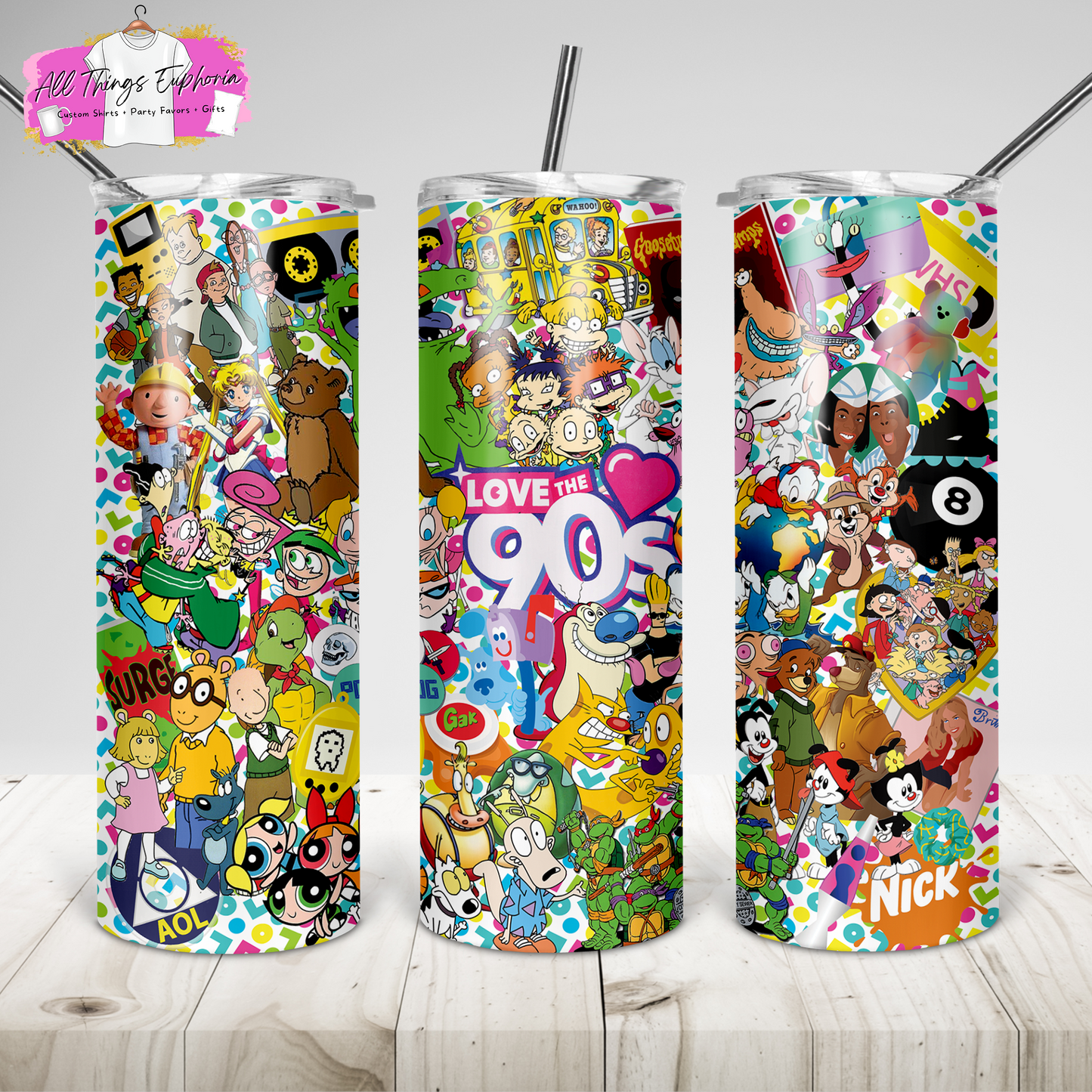 I Love the 90s Cartoon Tumbler